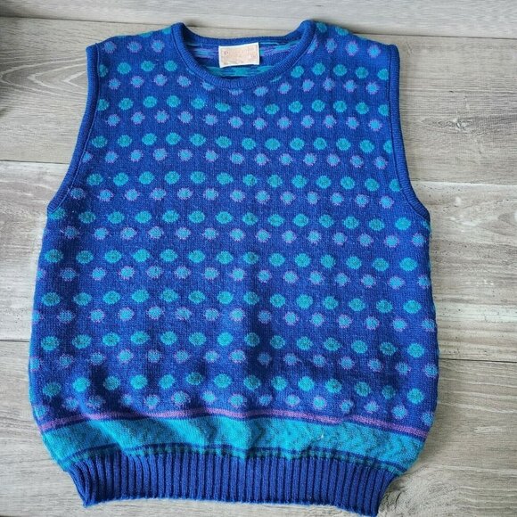 Pendleton Sweater Vest Womens Medium Wool Polka Dot Blend Golf Pullover Vintage - Picture 5 of 11